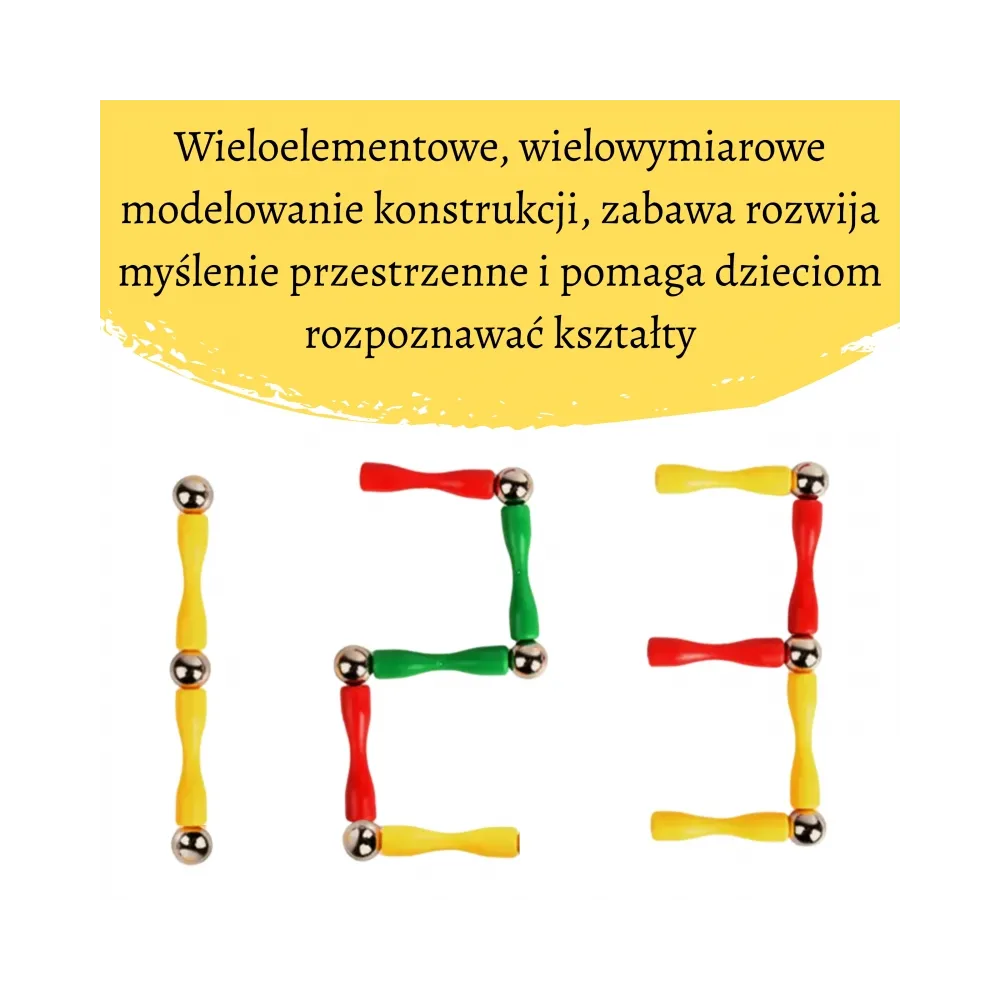 WOOPIE Klocki Magnetyczne Konstrukcyjne 3D 128 el. XXL