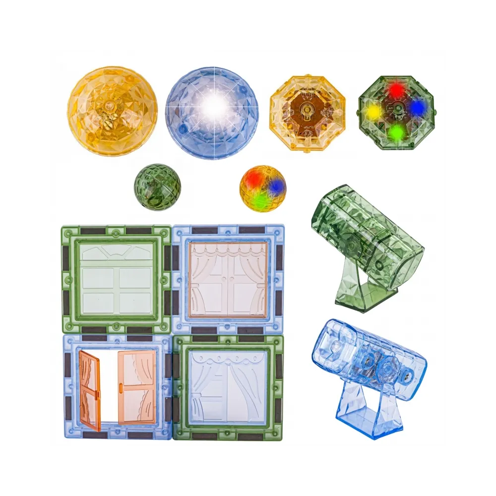 WOOPIE Klocki Magnetyczne Konstrukcyjne Świecące 3D Park Dinozaurów 124el.