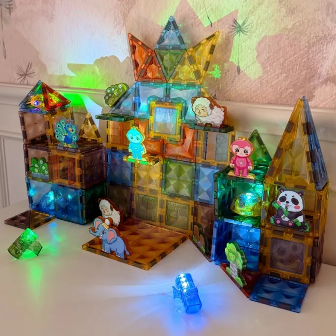 Magnetyczne elementy klocków dla młodych budowniczych