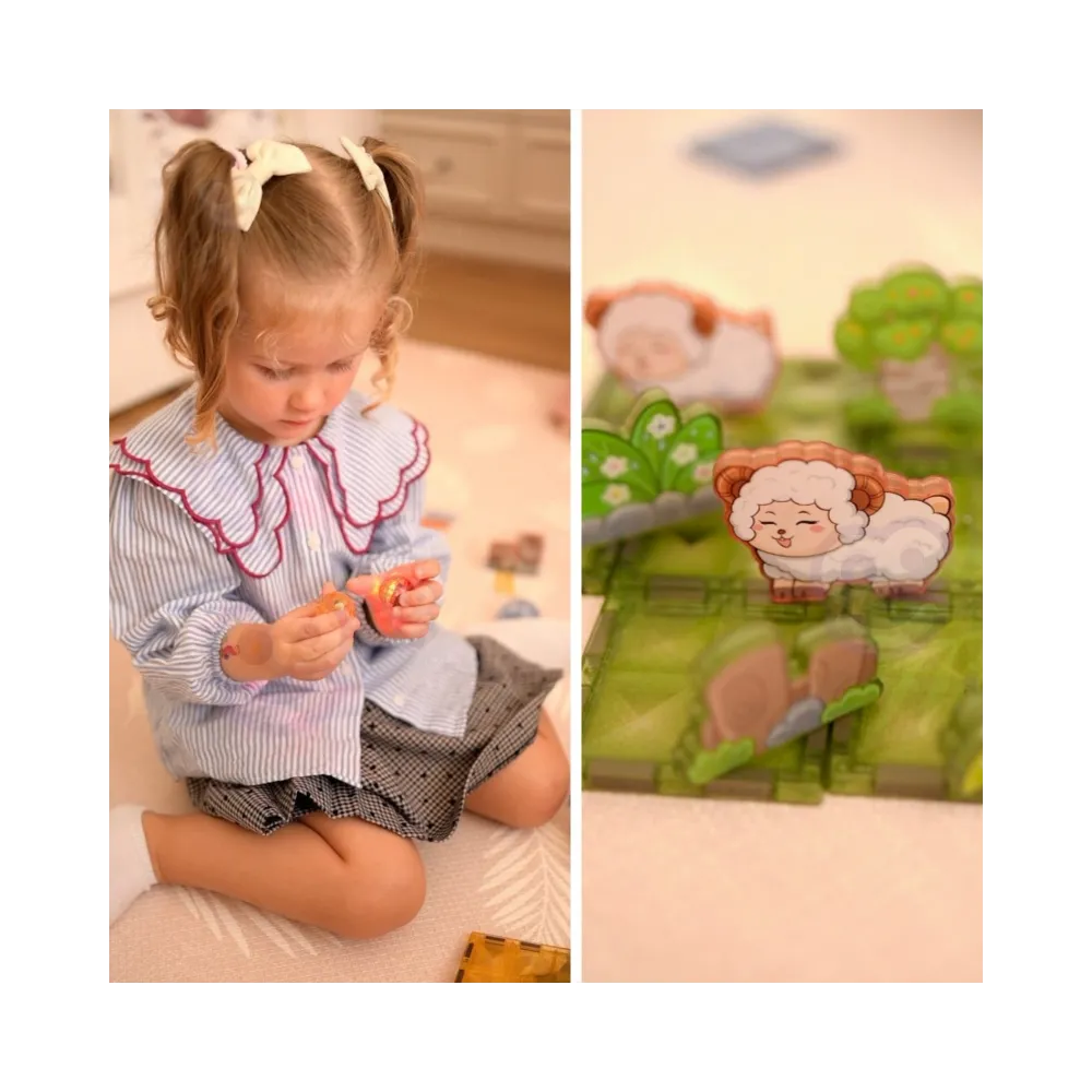 WOOPIE Klocki Magnetyczne Konstrukcyjne Świecące 3D Świat Zwierząt 124el.