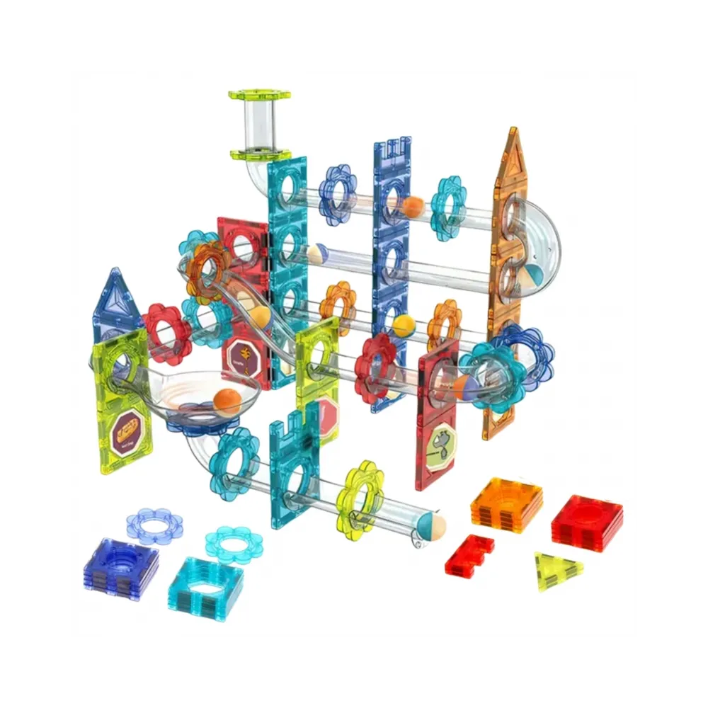 WOOPIE Klocki Magnetyczne Konstrukcyjne 3D Zestaw Edukacyjny Tor Kulkowy Kulodrom 113 el.