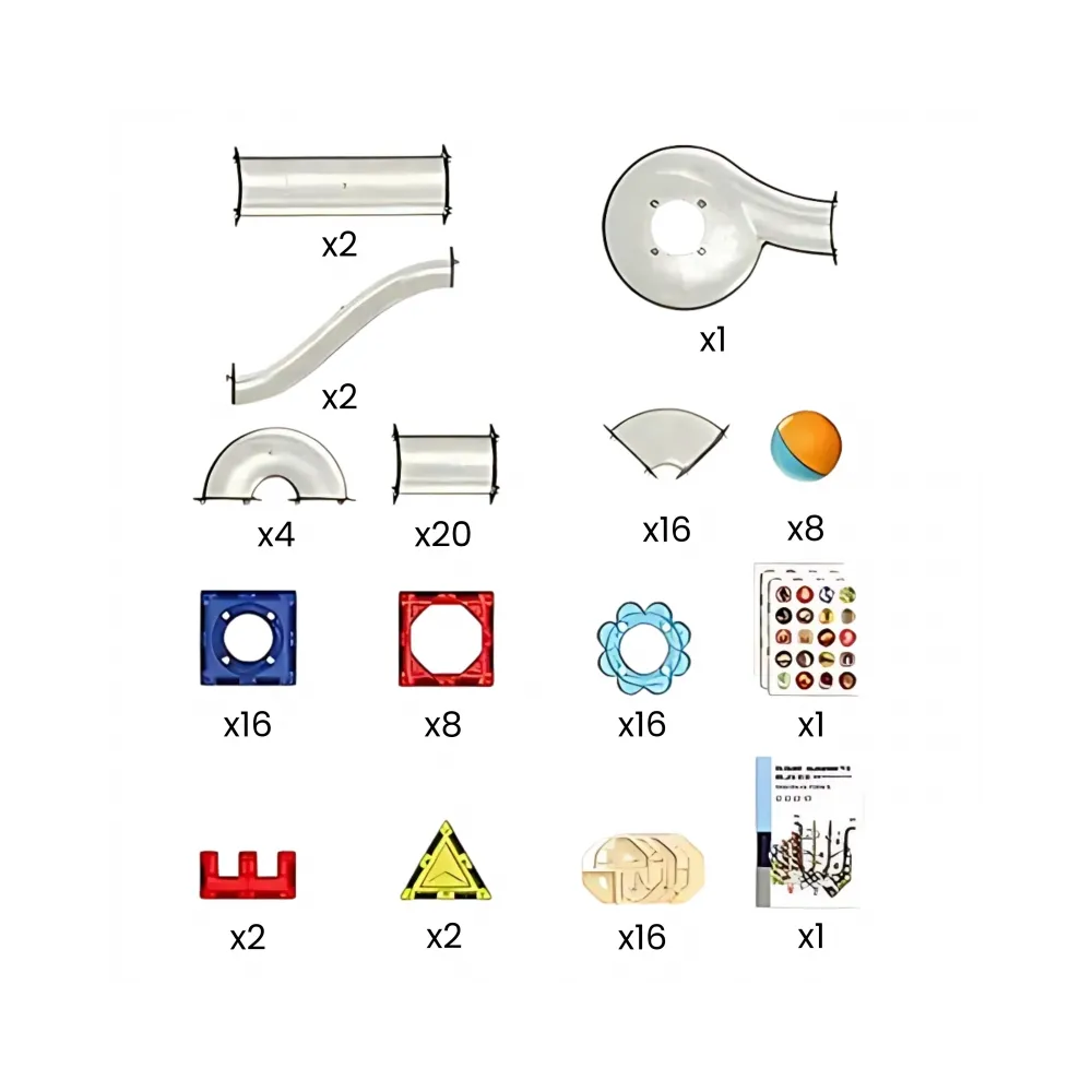 WOOPIE Klocki Magnetyczne Konstrukcyjne 3D Zestaw Edukacyjny Tor Kulkowy Kulodrom 113 el.