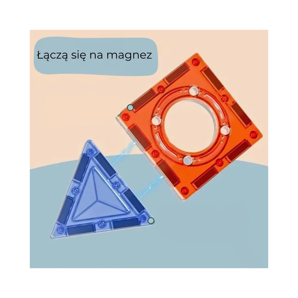 WOOPIE Klocki Magnetyczne Konstrukcyjne 3D Zestaw Edukacyjny Tor Kulkowy Kulodrom 113 el.