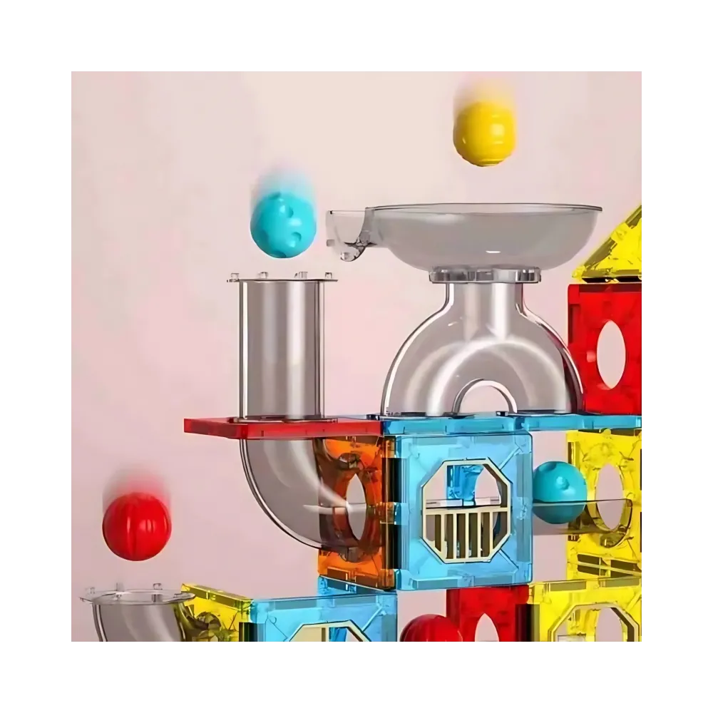 WOOPIE Klocki Magnetyczne Konstrukcyjne 3D Zestaw Edukacyjny Tor Kulkowy Kulodrom 113 el.