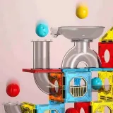 WOOPIE Klocki Magnetyczne Konstrukcyjne 3D Zestaw Edukacyjny Tor Kulkowy Kulodrom 113 el.