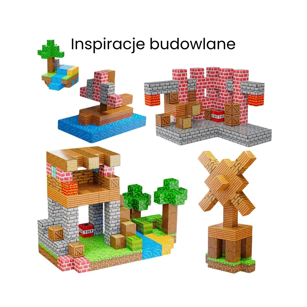 WOOPIE Klocki Magnetyczne Konstrukcyjne Sześciany 3D Zestaw Edukacyjny 63 el.