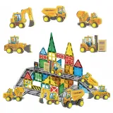 Woopie Zestaw Klocków Magnetycznych z Pojazdami Budowlanymi