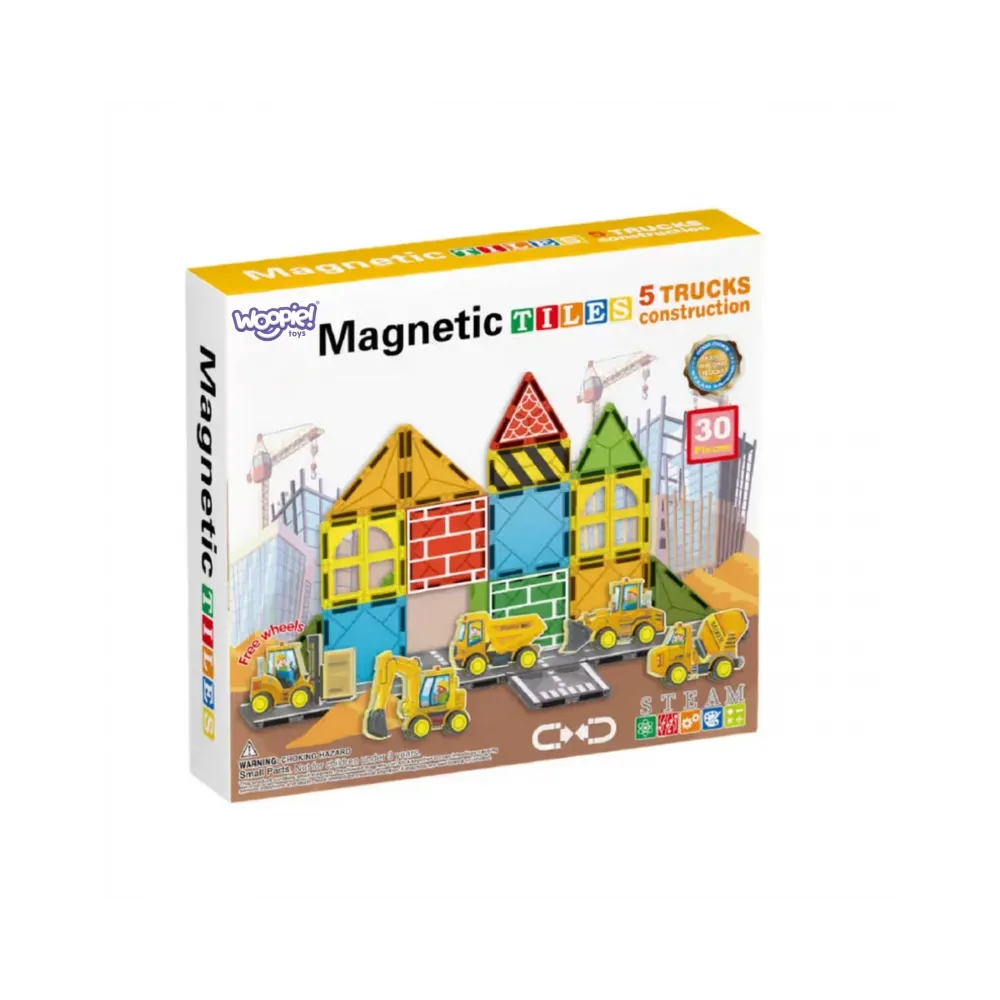 Woopie Zestaw Klocków Magnetycznych z Pojazdami Budowlanymi