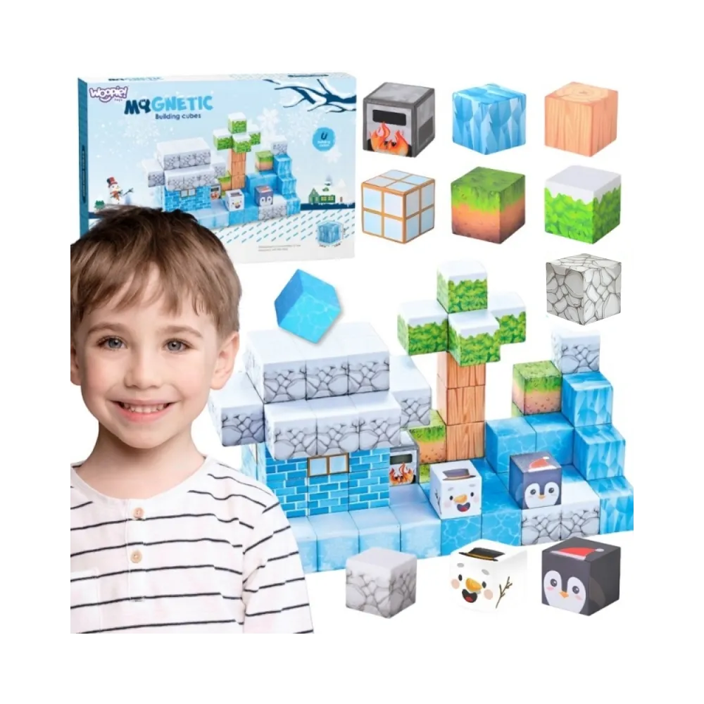 Magnetyczne klocki WOOPIE inspirowane zimowym światem do budowania konstrukcji