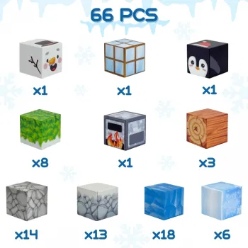 Klocki konstrukcyjne WOOPIE z zimowymi motywami, idealne na prezent dla dziecka