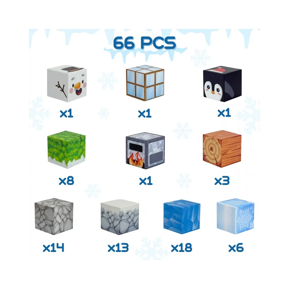 Klocki konstrukcyjne WOOPIE z zimowymi motywami, idealne na prezent dla dziecka