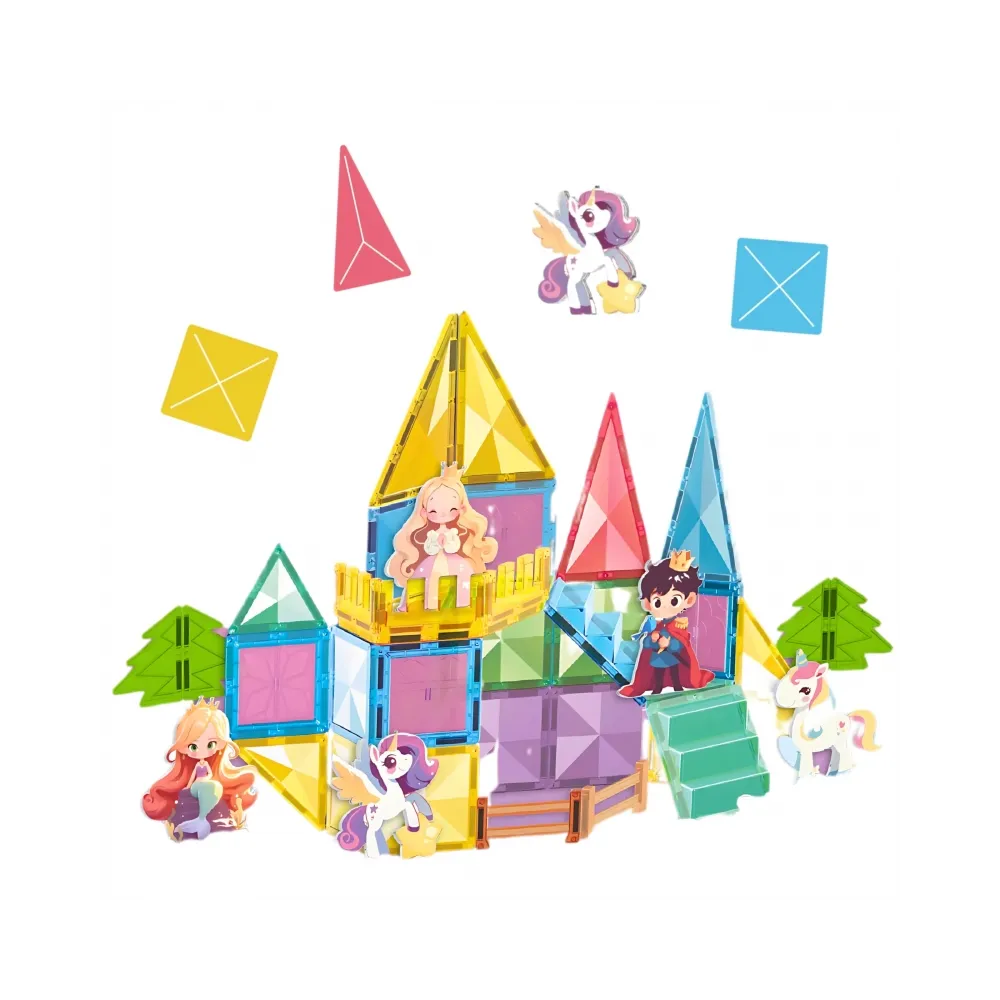 WOOPIE Klocki Magnetyczne Konstrukcyjne 3D Zestaw Edukacyjny Bajkowy Zamek 55el.