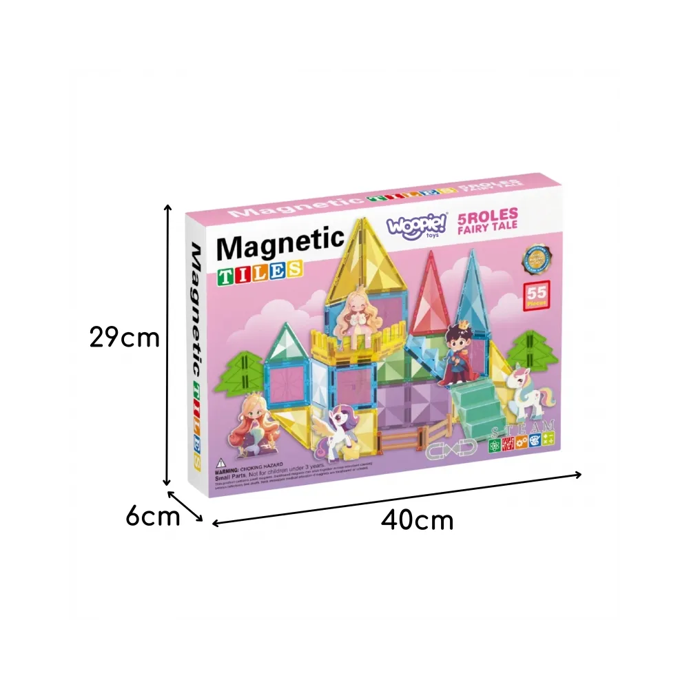 WOOPIE Klocki Magnetyczne Konstrukcyjne 3D Zestaw Edukacyjny Bajkowy Zamek 55el.