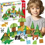 WOOPIE Klocki Magnetyczne Konstrukcyjne 3D Zestaw Edukacyjny Rzadkie Zwierzęta 45el.