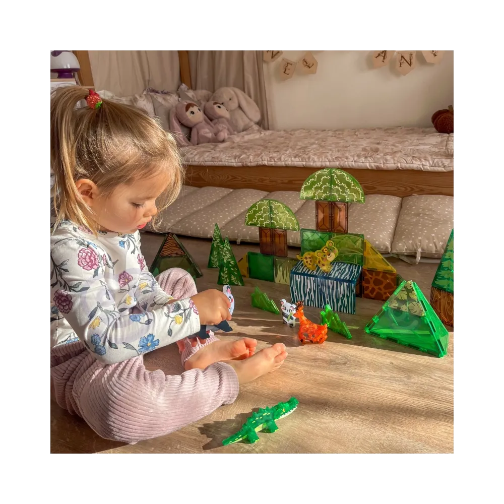 WOOPIE Klocki Magnetyczne Konstrukcyjne 3D Zestaw Edukacyjny Rzadkie Zwierzęta 45el.