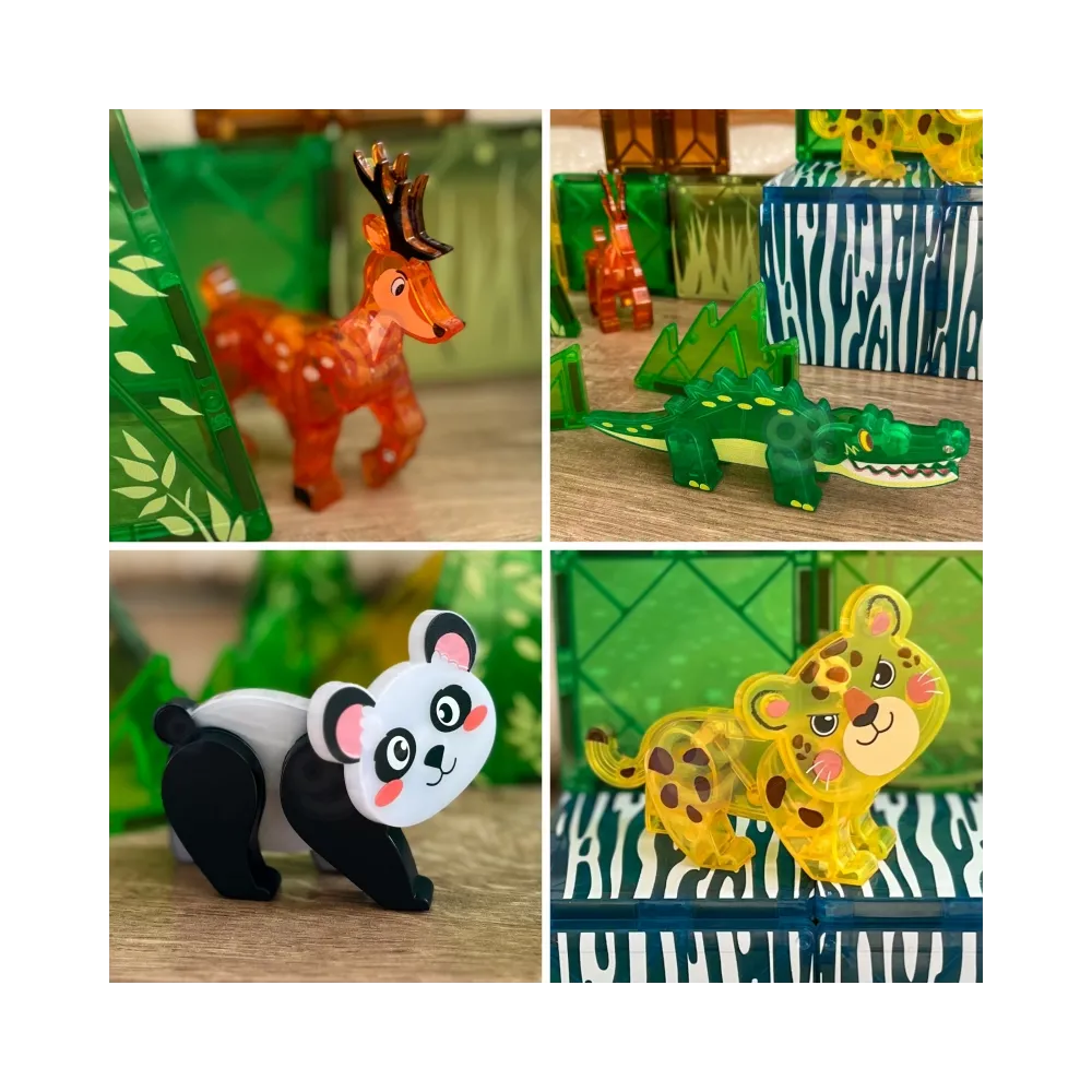 WOOPIE Klocki Magnetyczne Konstrukcyjne 3D Zestaw Edukacyjny Rzadkie Zwierzęta 45el.