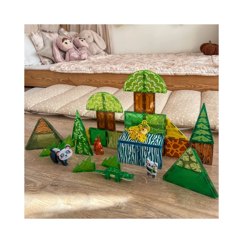 WOOPIE Klocki Magnetyczne Konstrukcyjne 3D Zestaw Edukacyjny Rzadkie Zwierzęta 45el.