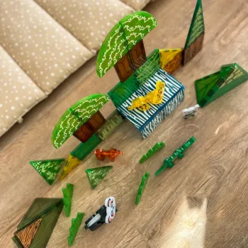 WOOPIE Klocki Magnetyczne Konstrukcyjne 3D Zestaw Edukacyjny Rzadkie Zwierzęta 45el.