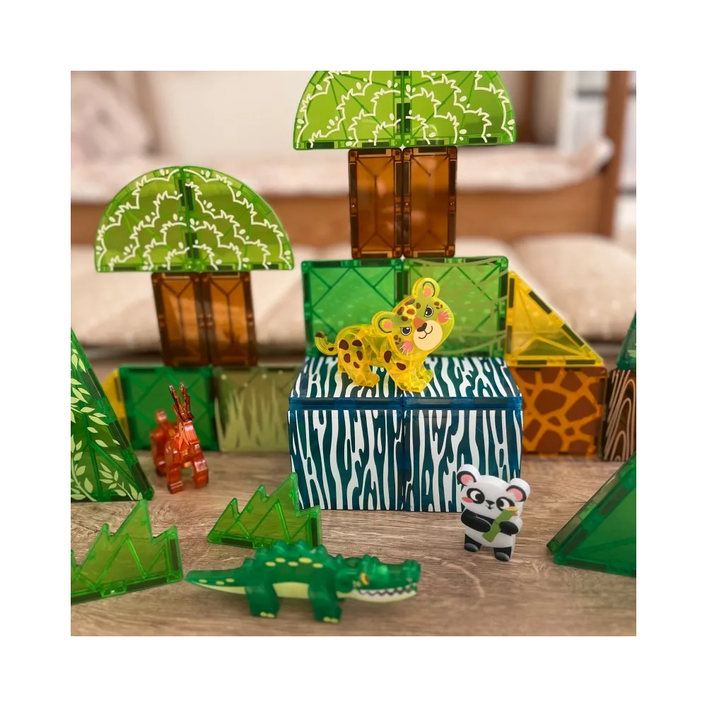 WOOPIE Klocki Magnetyczne Konstrukcyjne 3D Zestaw Edukacyjny Rzadkie Zwierzęta 45el.