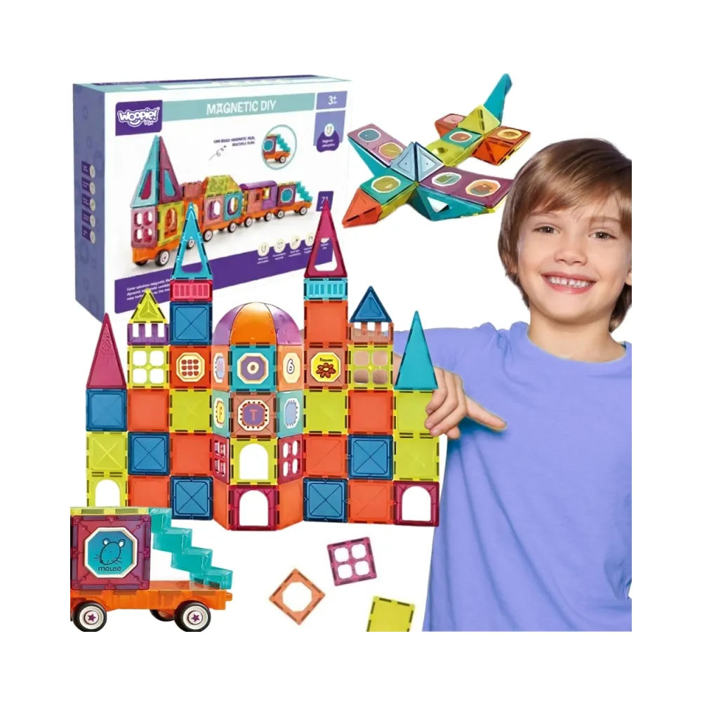 WOOPIE Klocki Magnetyczne 3D Zestaw Pociąg 71el.