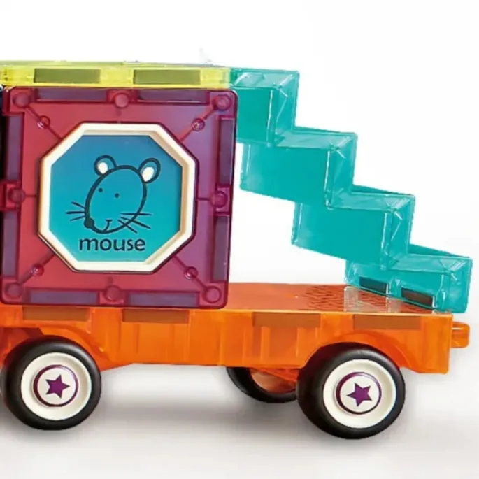 Pociąg z klocków magnetycznych Woopie - zabawa i nauka w jednym.