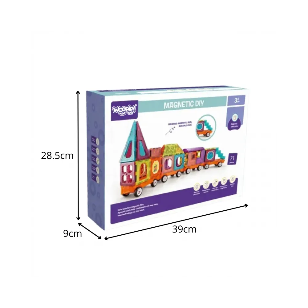 WOOPIE Klocki Magnetyczne 3D Zestaw Pociąg 71el.