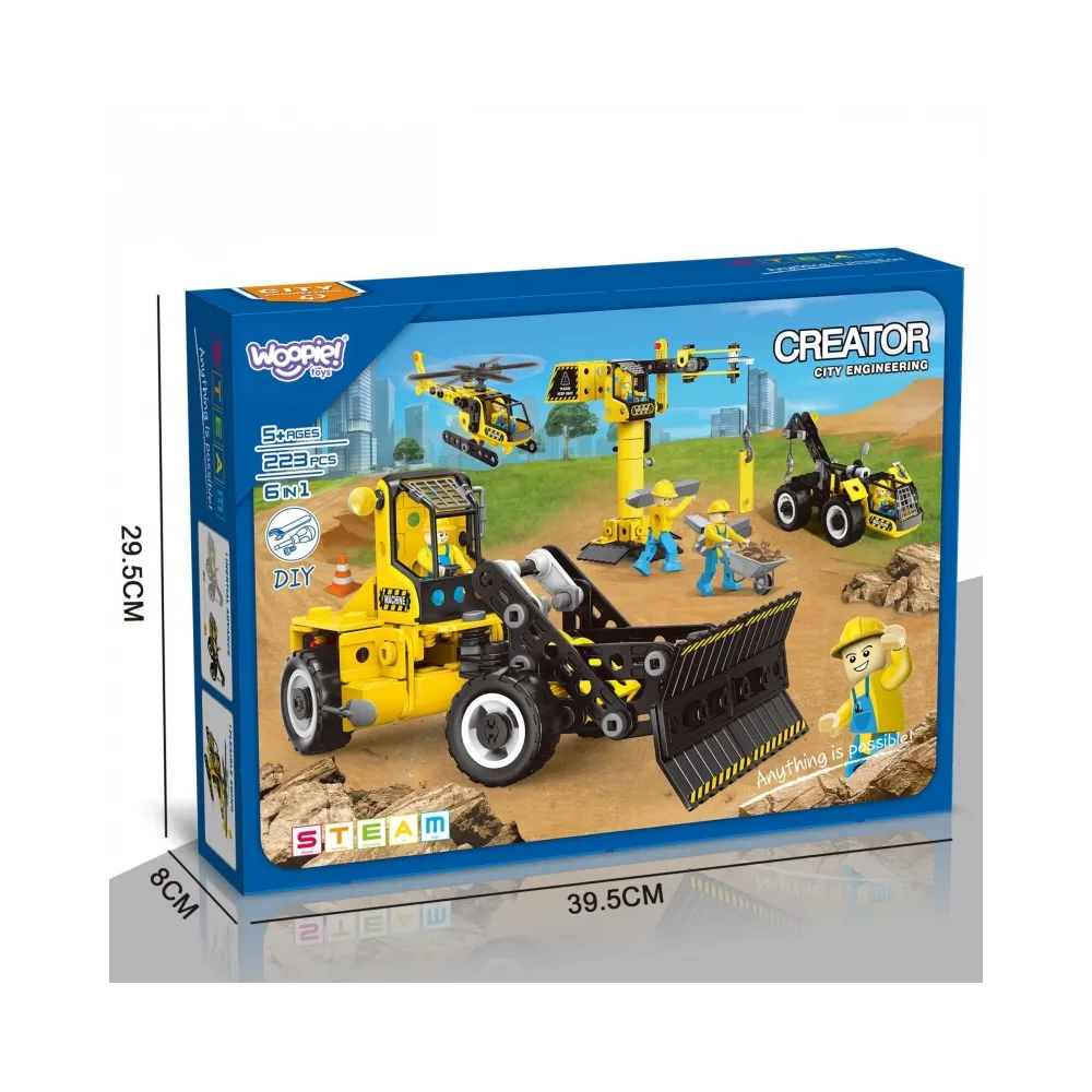 WOOPIE Klocki Konstrukcyjne Zbuduj Pojazdy Budowlane 8 Modeli STEAM