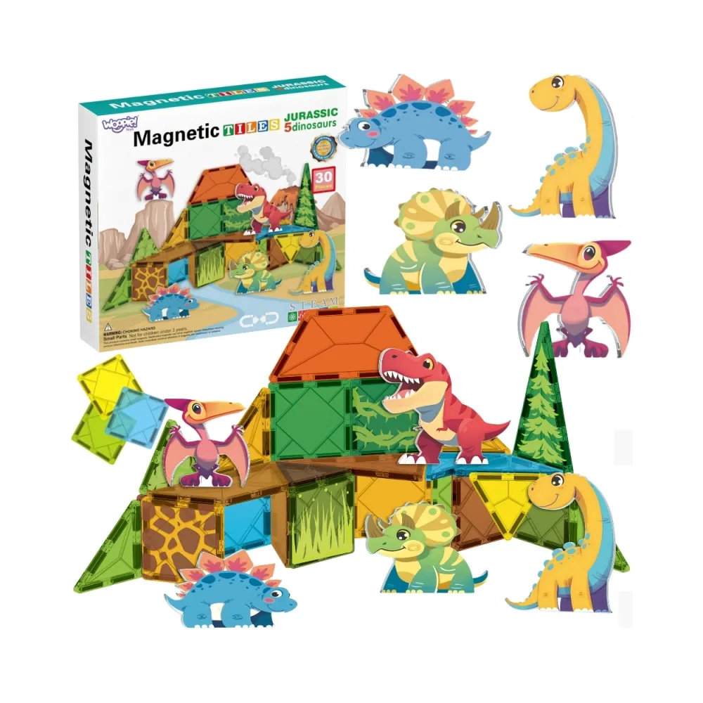 WOOPIE Magnetyczne Klocki Konstrukcyjne 7,5 cm Dino 30 el.