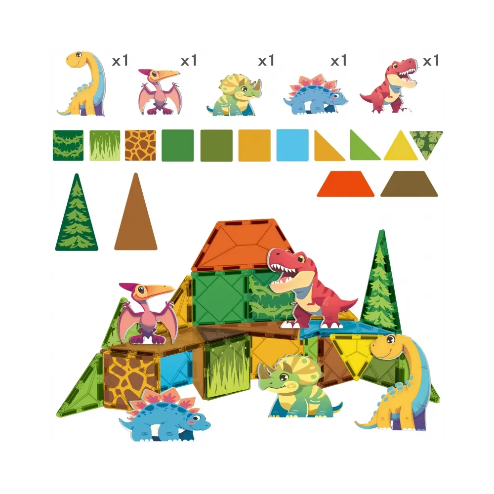 WOOPIE Magnetyczne Klocki Konstrukcyjne 7,5 cm Dino 30 el.
