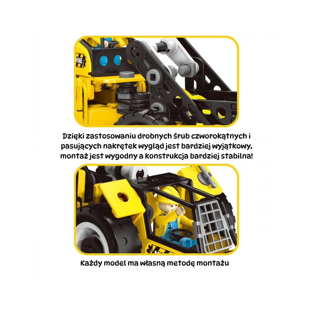 WOOPIE Zestaw Konstrukcyjny Pojazdy Budowlane STEAM 6w1 223 el.