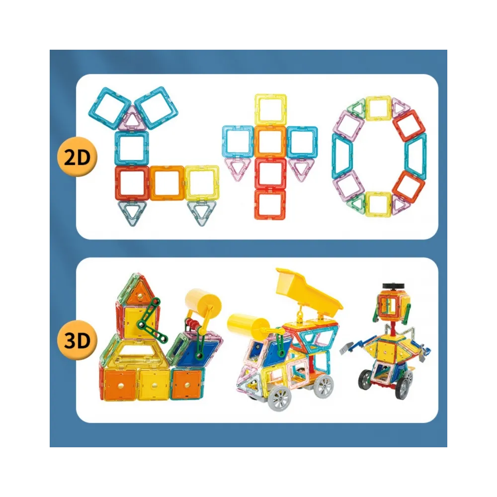 WOOPIE Klocki Magnetyczne Kolorowe 3D Pojazdy Zestaw STEAM 80el.