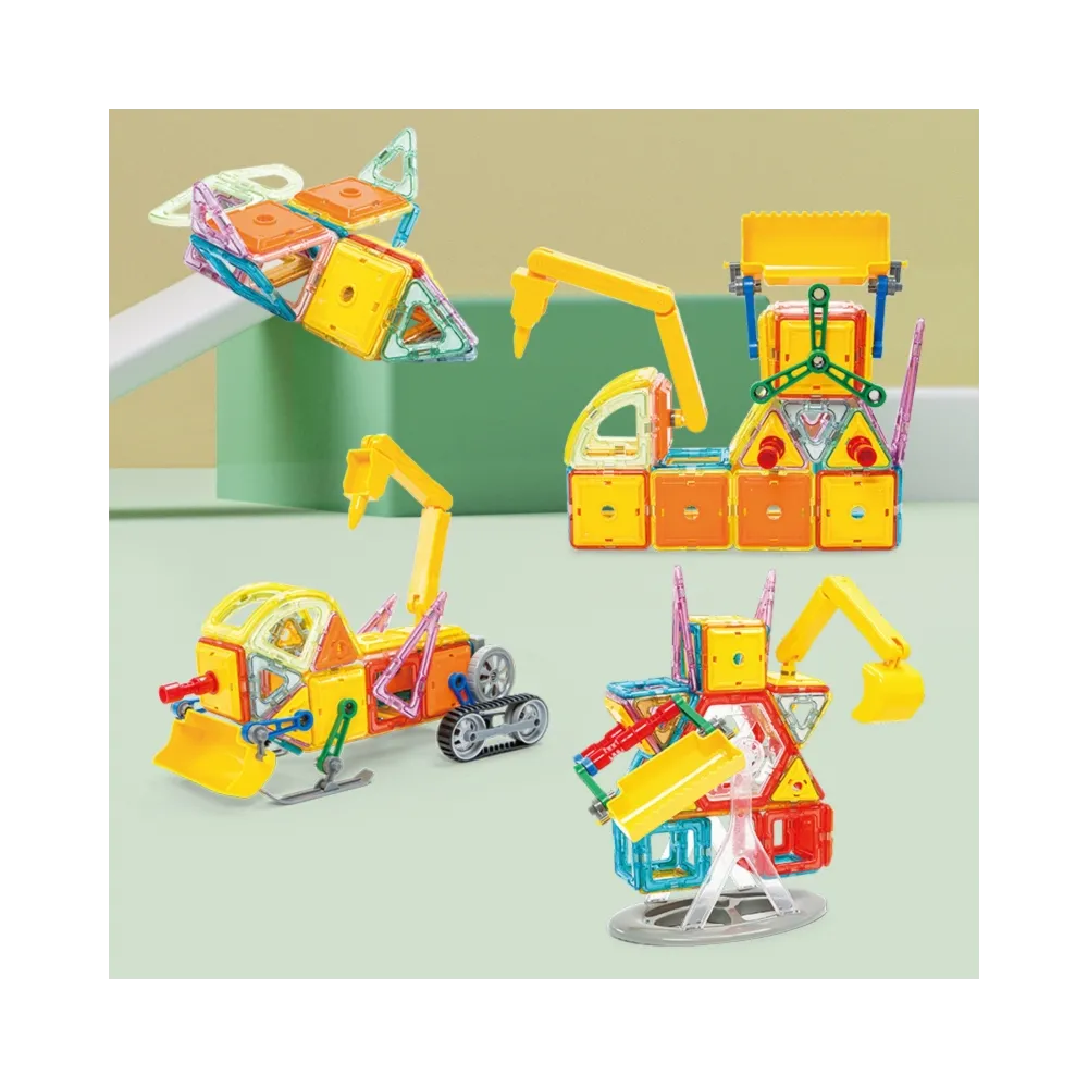 WOOPIE Klocki Magnetyczne Kolorowe 3D Pojazdy Zestaw STEAM 80el.