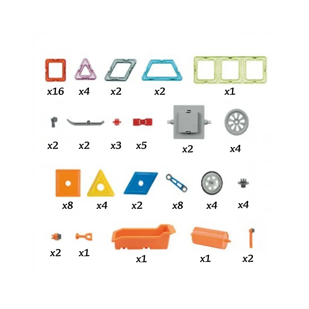 WOOPIE Klocki Magnetyczne Kolorowe 3D Pojazdy Zestaw STEAM 80el.