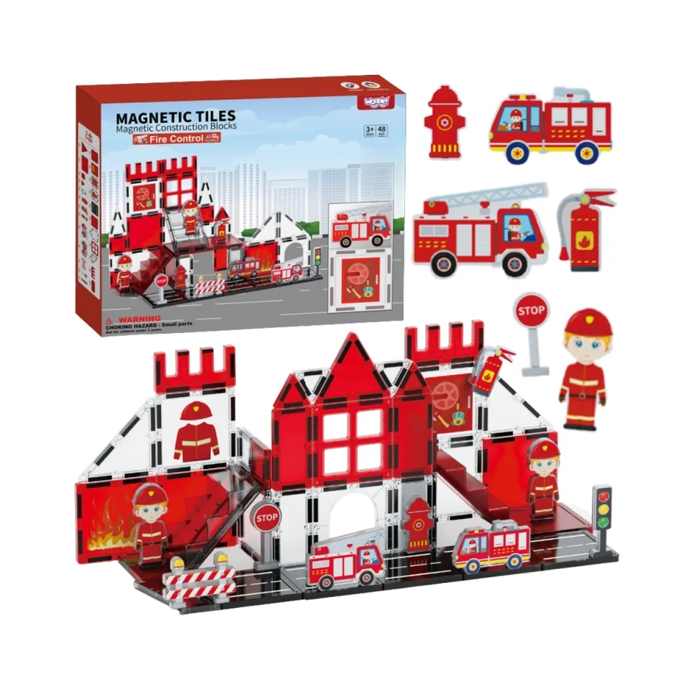 WOOPIE Klocki Magnetyczne 3D Zestaw Straż Pożarna 48el.