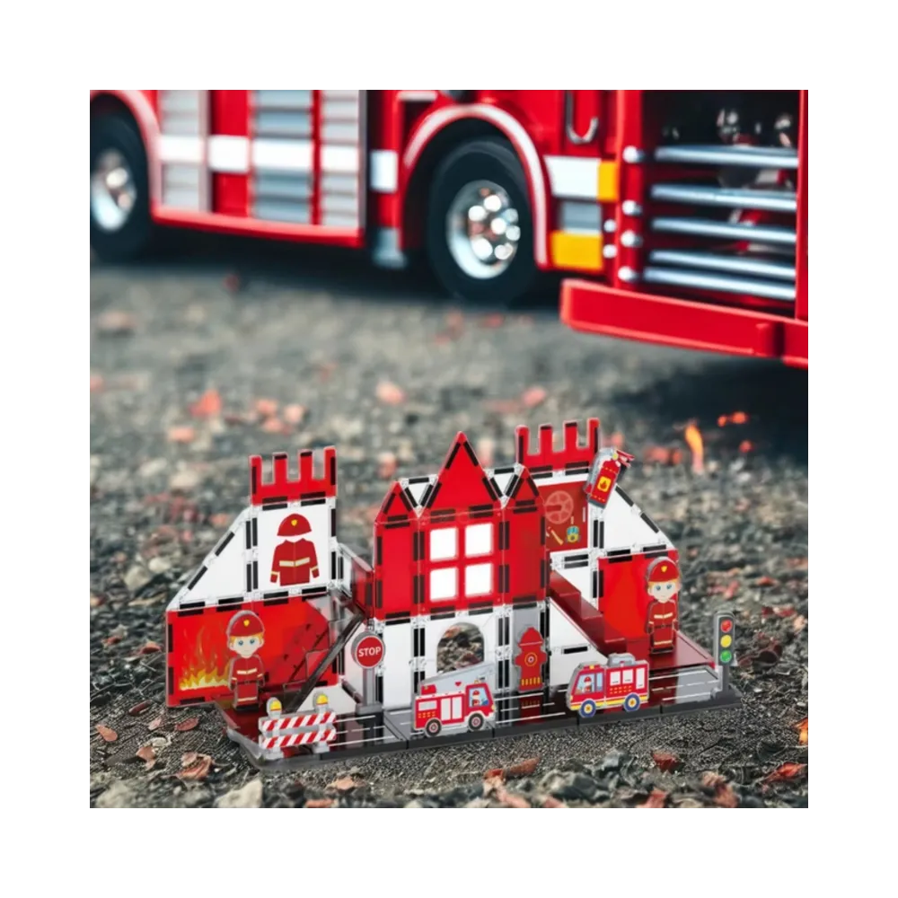 WOOPIE Klocki Magnetyczne 3D Zestaw Straż Pożarna 48el.