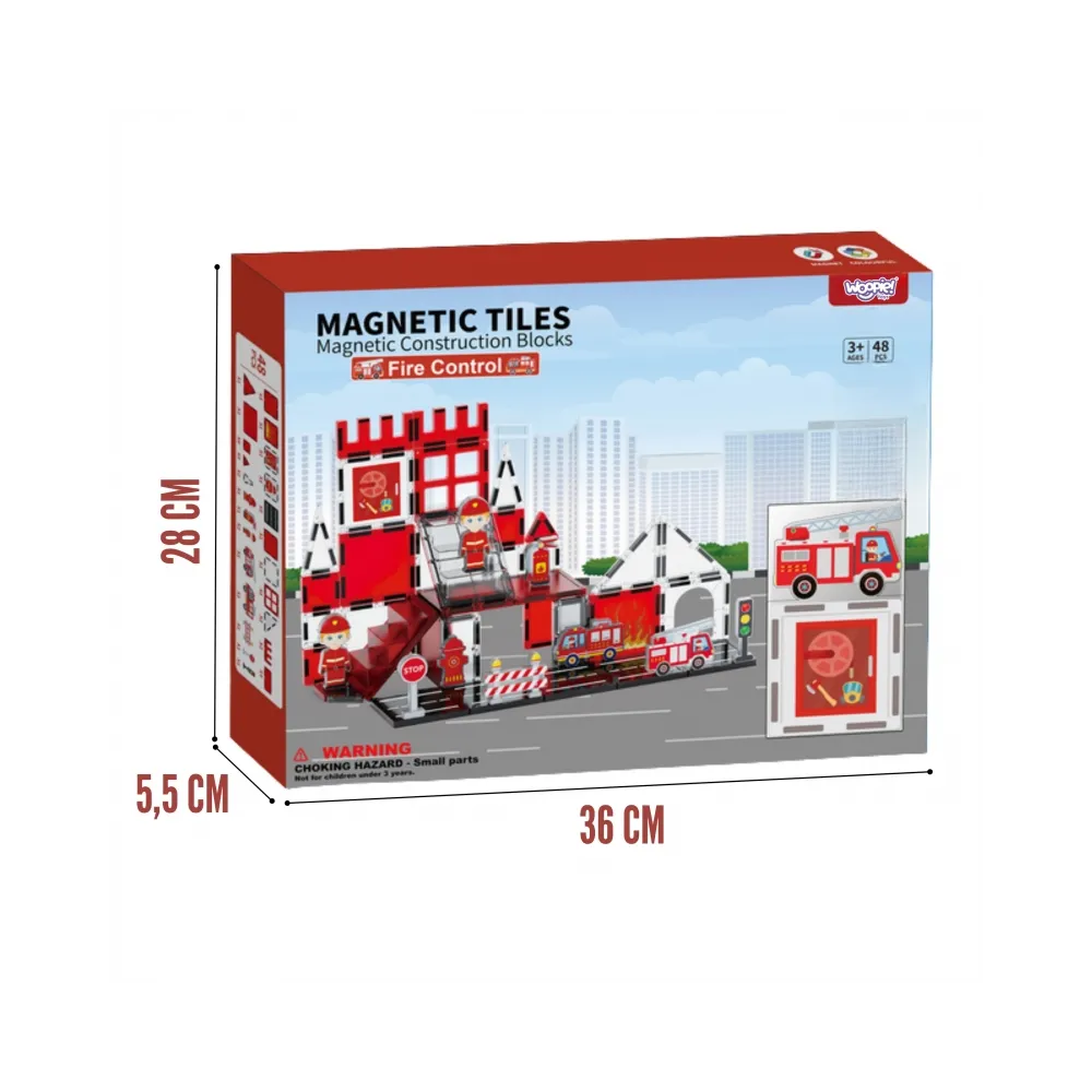 WOOPIE Klocki Magnetyczne 3D Zestaw Straż Pożarna 48el.