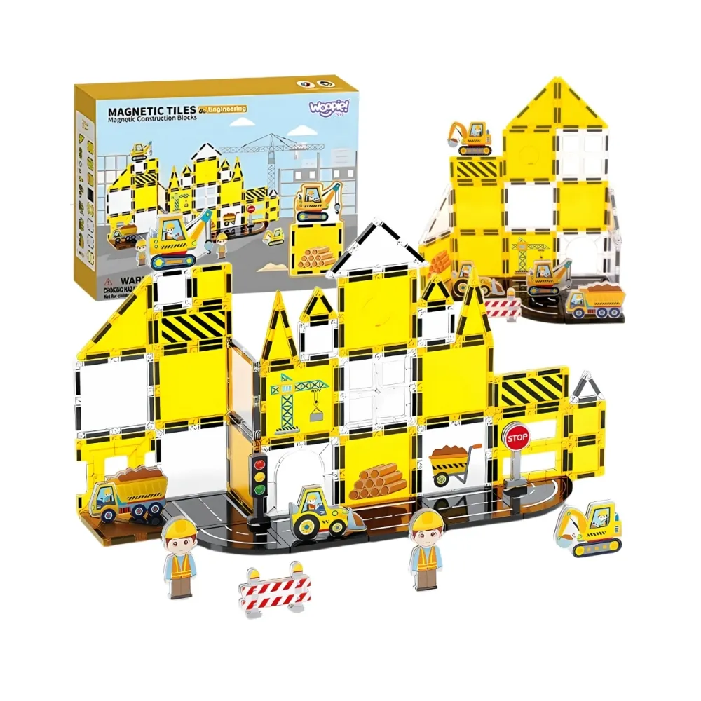 WOOPIE Magneyczne Klocki Konstrukcyjne 7,5 cm Plac Budowy STEAM 47 el.