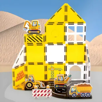 WOOPIE Magnetyczne Klocki Konstrukcyjne 7,5 cm Plac Budowy STEAM 47 el.