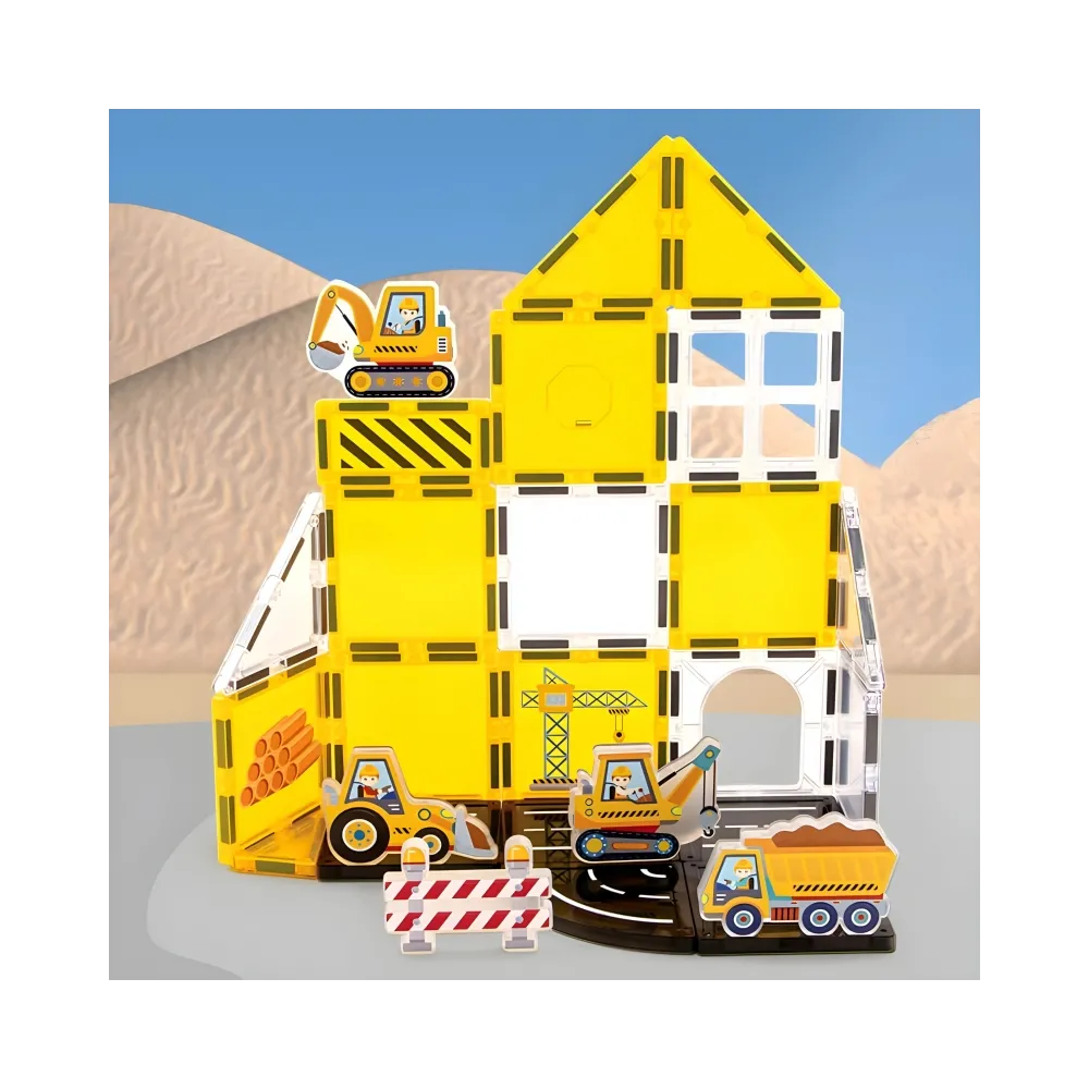 WOOPIE Magneyczne Klocki Konstrukcyjne 7,5 cm Plac Budowy STEAM 47 el.