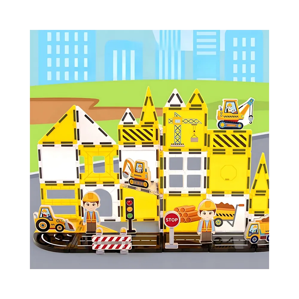 WOOPIE Magneyczne Klocki Konstrukcyjne 7,5 cm Plac Budowy STEAM 47 el.