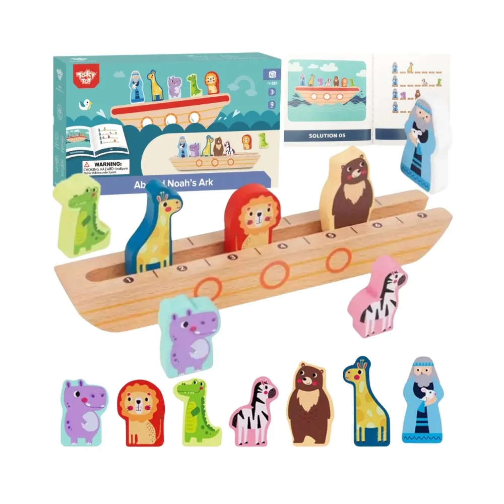 TOOKY TOY Drewniana Układanka Łamigłówki dla Dzieci Noe i Zwierzęta