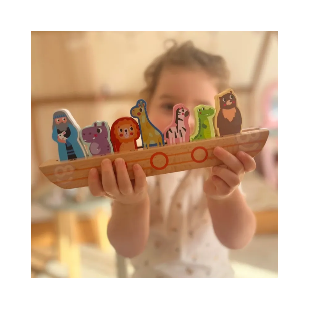 TOOKY TOY Drewniana Układanka Łamigłówki dla Dzieci Noe i Zwierzęta