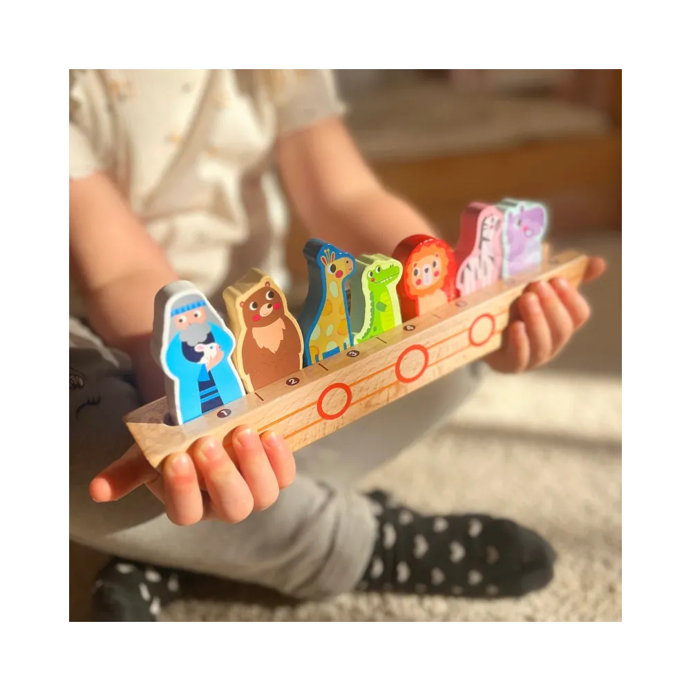 TOOKY TOY Drewniana Układanka Łamigłówki dla Dzieci Noe i Zwierzęta