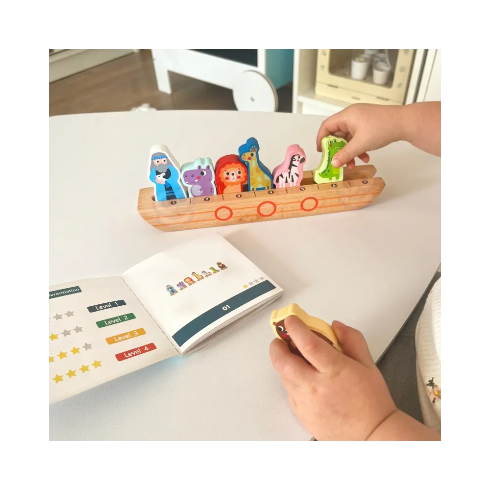 TOOKY TOY Drewniana Układanka Łamigłówki dla Dzieci Noe i Zwierzęta