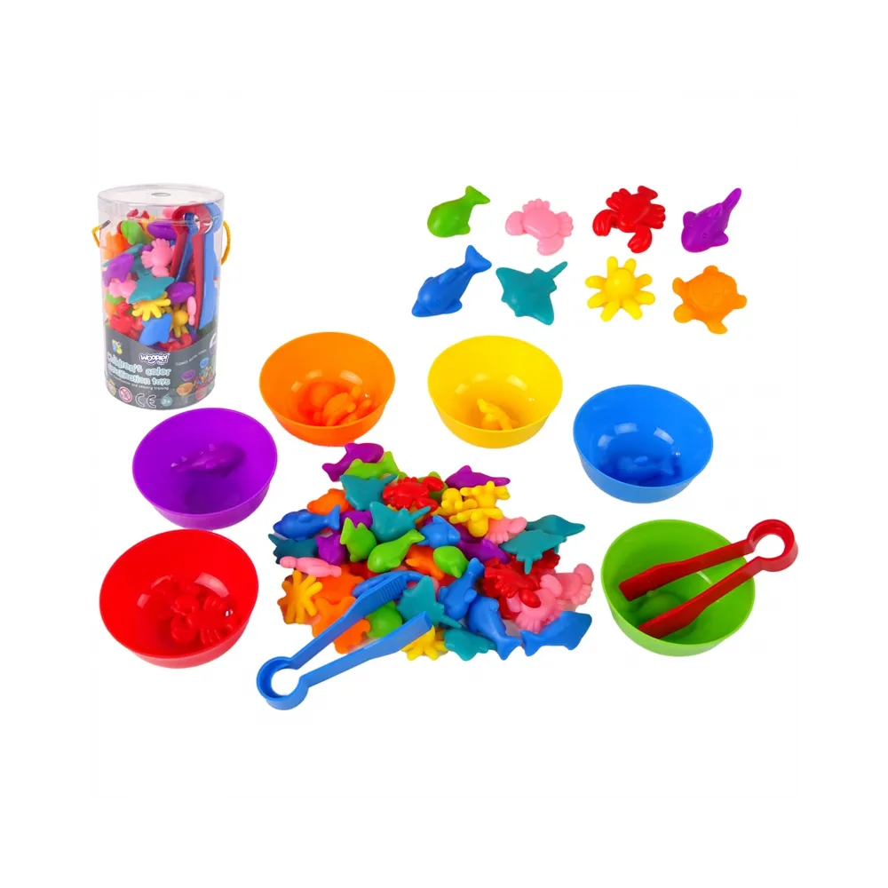 WOOPIE Gra Edukacyjna Montessori Sorter Kolorów Morska Kraina 64 el.
