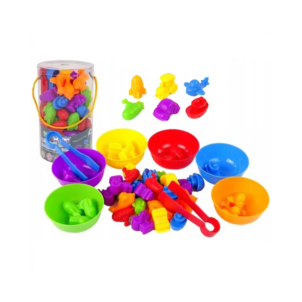 WOOPIE Gra Edukacyjna Montessori Sorter Kolorów Pojazdy 44 el.