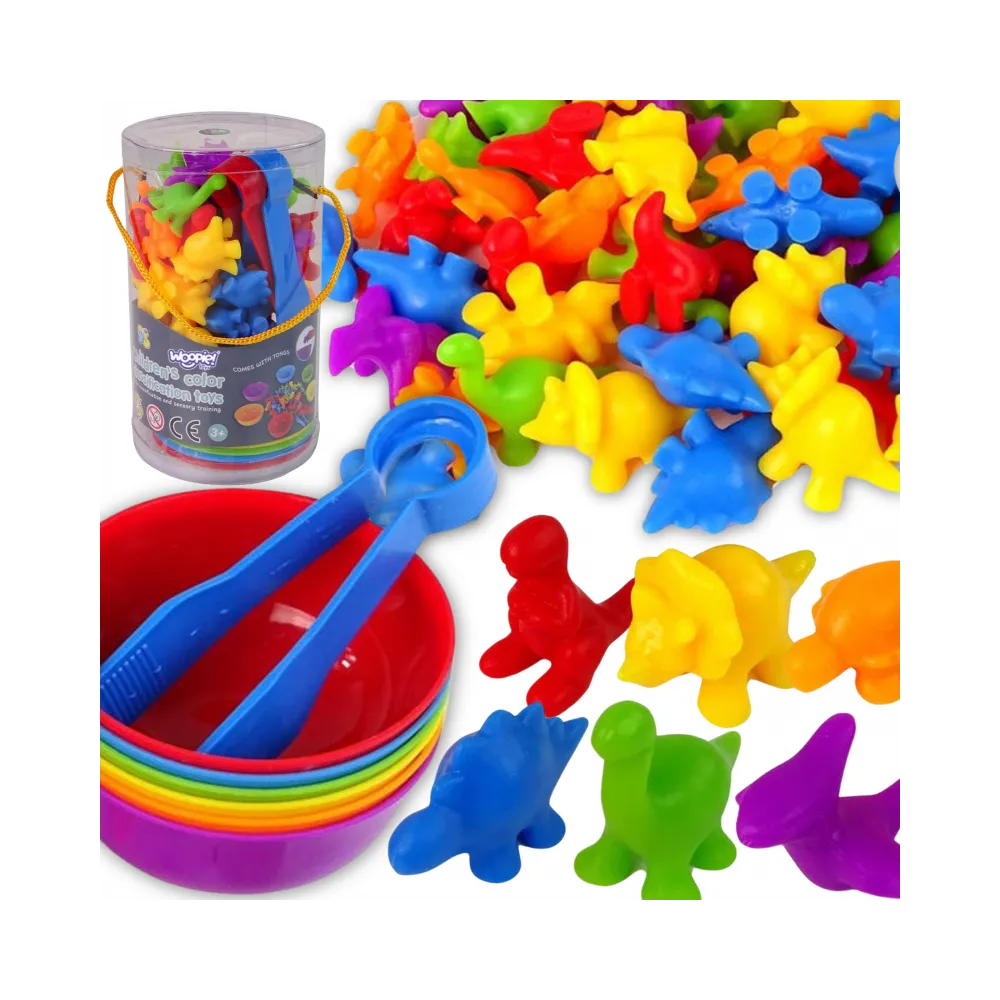WOOPIE Gra Edukacyjna Montessori Sorter Kolorów Dinozaury 56 el.