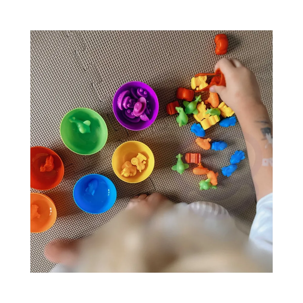 WOOPIE Gra Edukacyjna Montessori Sorter Kolorów Dinozaury 56 el.