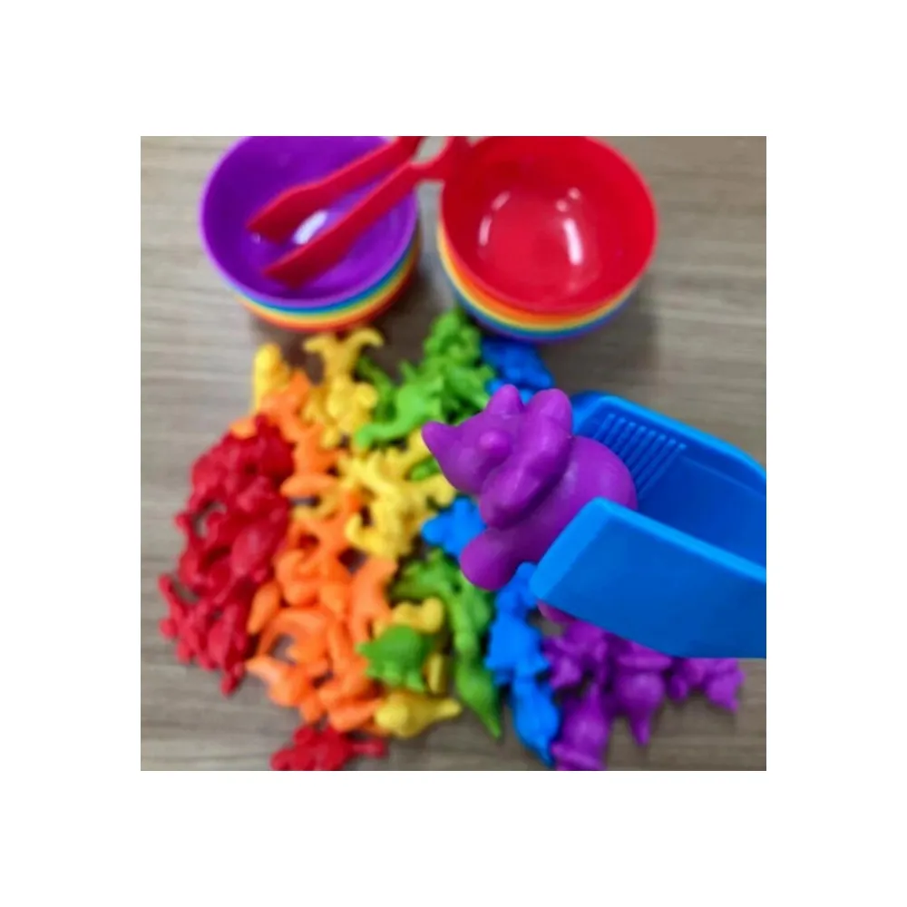 WOOPIE Gra Edukacyjna Montessori Sorter Kolorów Dinozaury 56 el.