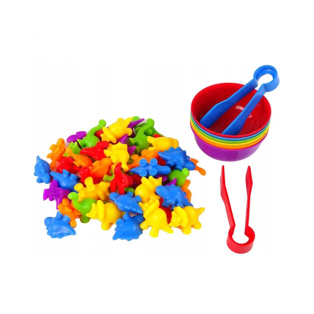 WOOPIE Gra Edukacyjna Montessori Sorter Kolorów Dinozaury 56 el.